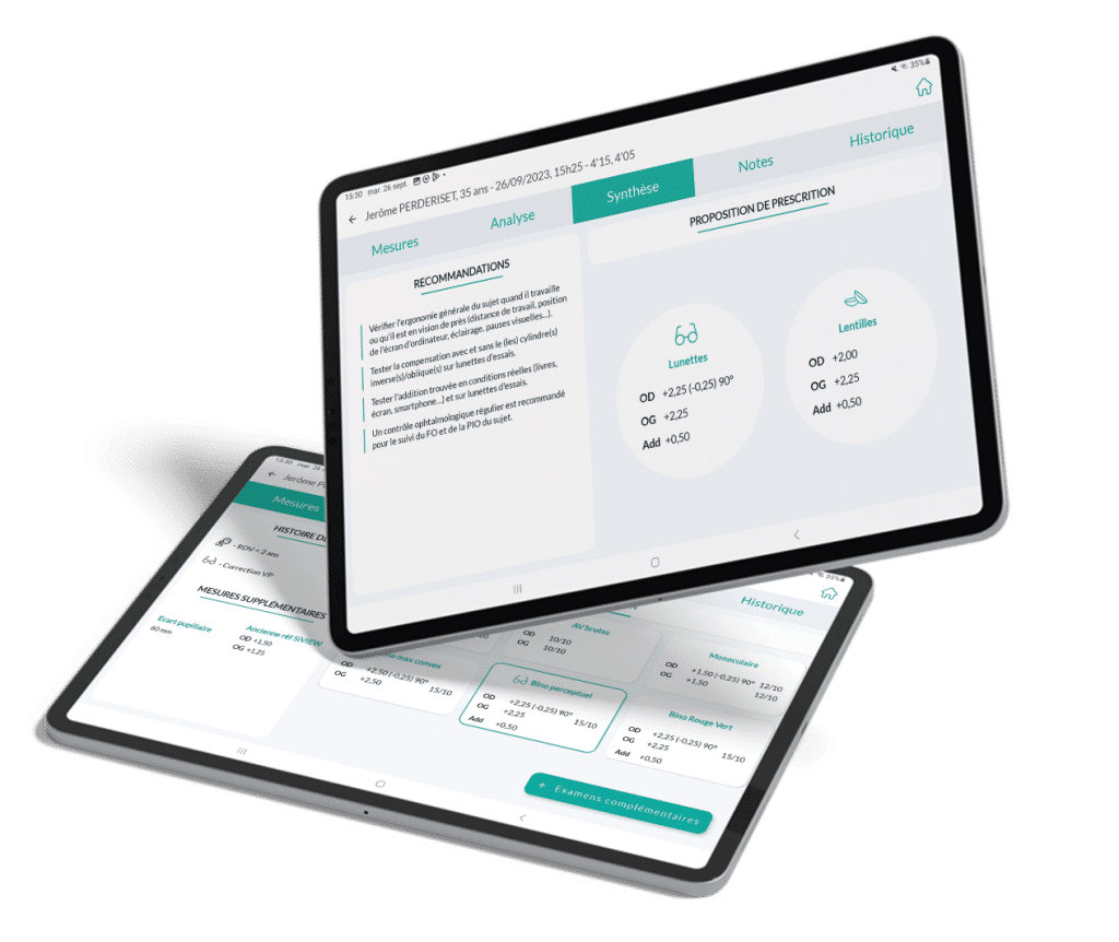 SiVIEW refraction app shown on two tablets